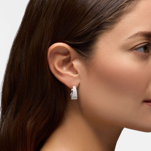 Silver Pleated Tapered Hoops